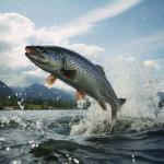 Salmon leaping out of the water